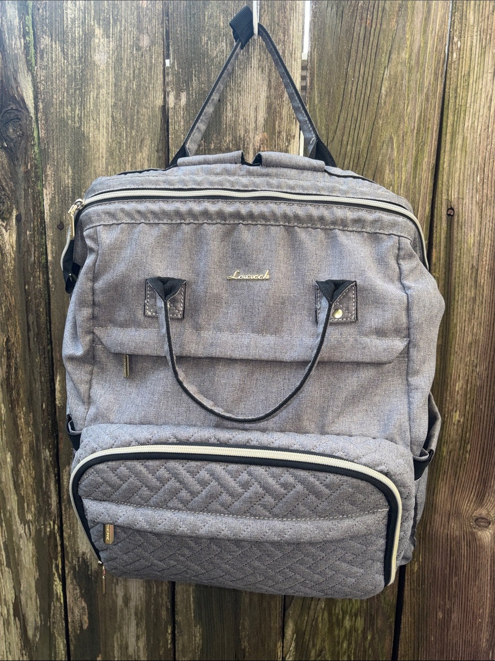 Lovevook Gray Silver Quilted Backpack Travel Bag Teacher Nurse Computer Large